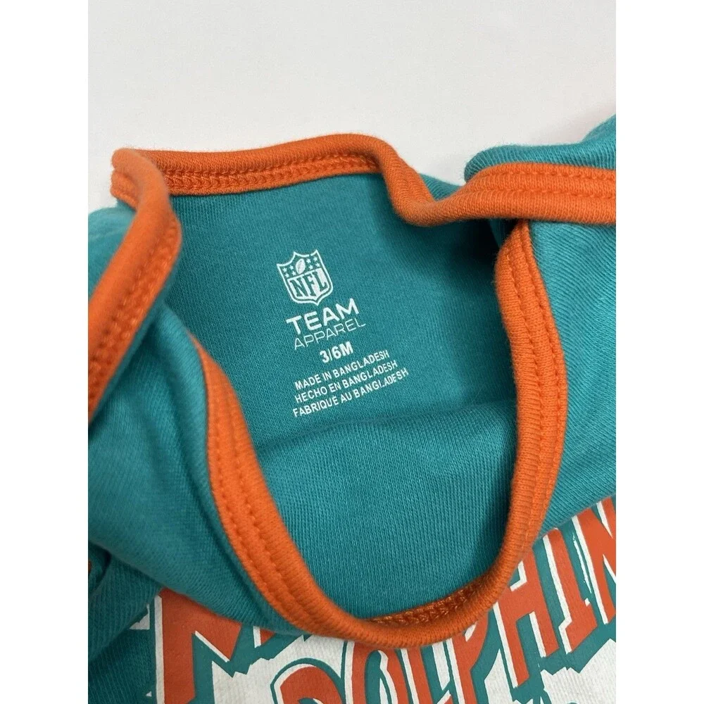 Team NFL Miami Dolphins Baby 3-6months Teal Short Sleeve One Piece Baby Boy Girl